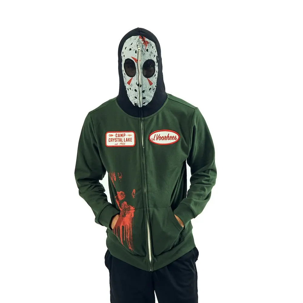 Friday The 13th Men's Pullover Hoodie, Officially Licensed Graphic Sweatshirt with Jason Mask Hood, Regular Fit Cotton Polyester Fabric, Long Sleeve, Sweatshirts, Knit, Below Waist, Crew Neck
