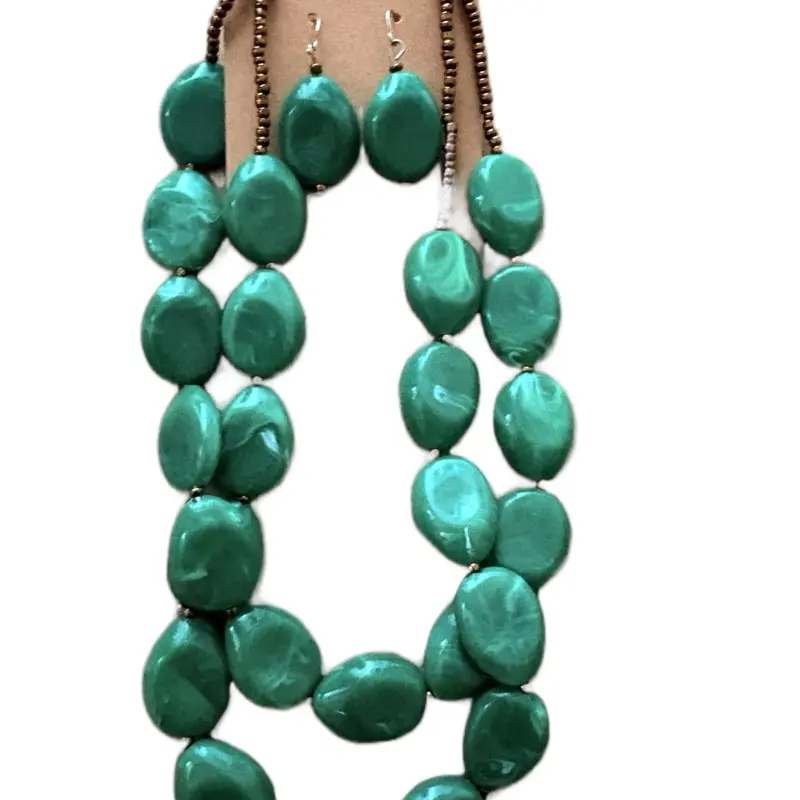 Teal Necklace & Earring Set - Teal Color Jewelry Set for Accessories