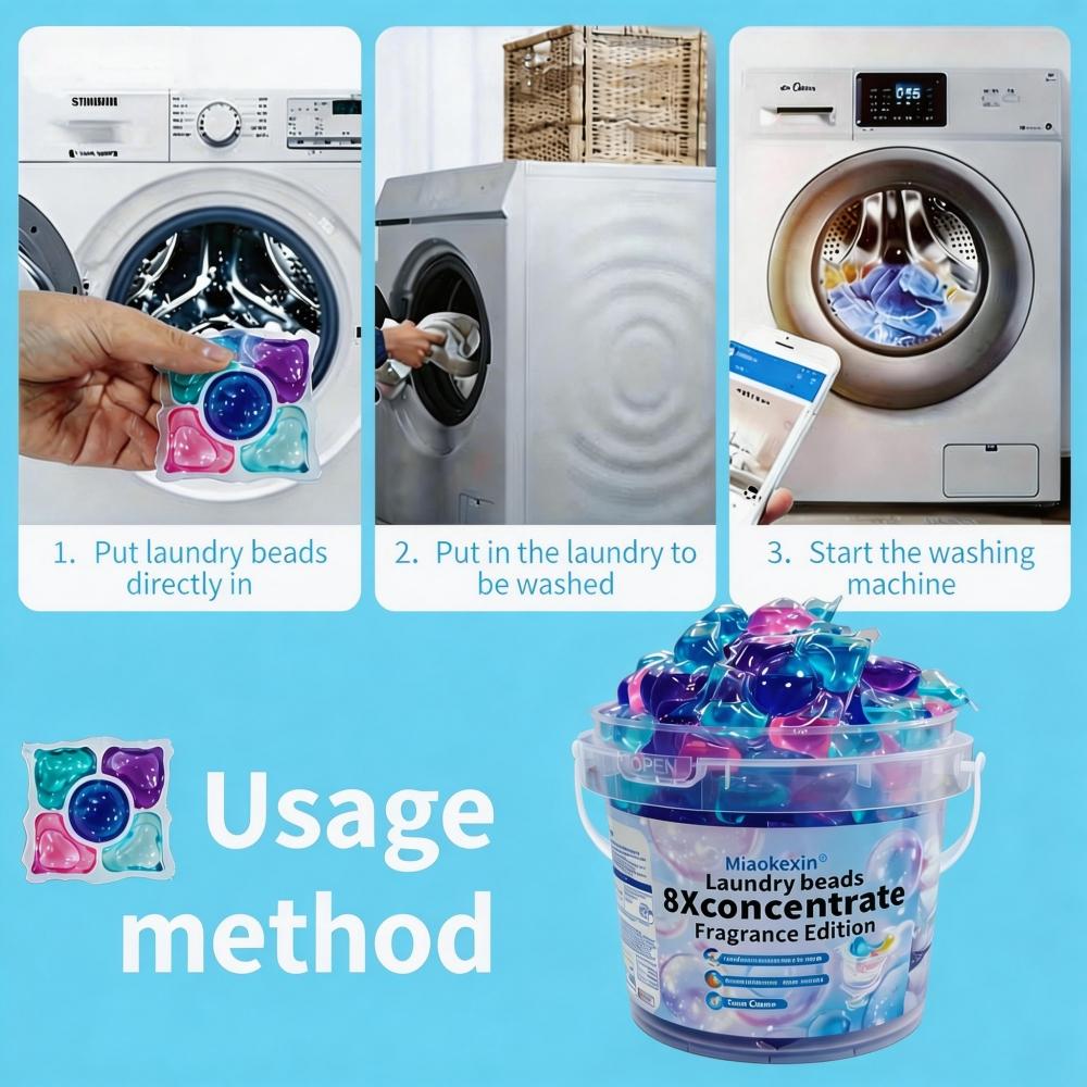 100pcs/50pcs/5D Laundry Gel Beads, 8x Cleaning Power, Concentrated Laundry Detergent, Long-lasting Fragrance Cleaner