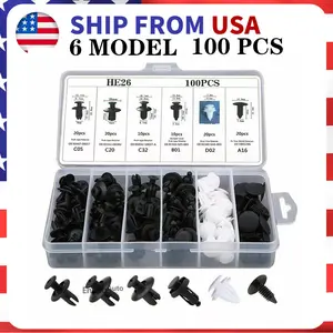 100Pcs Bumper Clips Retainer Auto Car Rivets Fastener Fender Push Pin Trim
