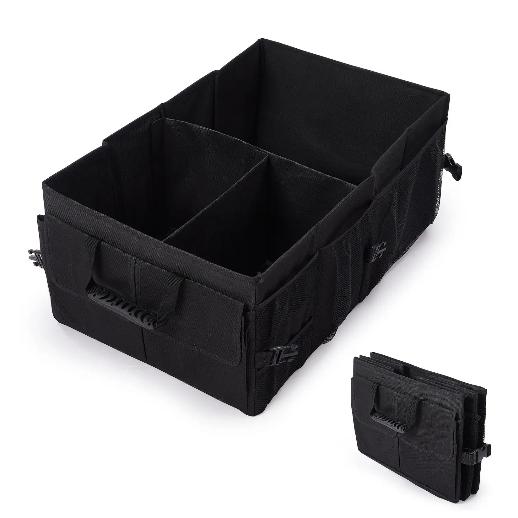 Collapsible Car Trunk Organizer, Black 24x15x10 Inch (60.96x38.1x25.4cm), Polyester Car Organizer, Foldable & Durable, for Car Trunk, SUV, Van, Keep Cargo Tidy