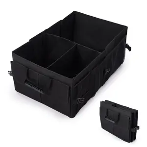 Collapsible Car Trunk Organizer, Black 24x15x10 Inch (60.96x38.1x25.4cm), Polyester Car Organizer, Foldable & Durable, for Car Trunk, SUV, Van, Keep Cargo Tidy