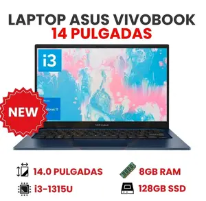 LAPTOP ASUS VIVOBOOK Core i3-1315U / 8GB RAM / 128GB SSD Modelo X1404V