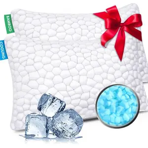Cooling Bed Pillows for Sleeping 2 Pack Shredded Memory  Pillows  Size Set of 2, Adjustable Cool Pillow for Side   Sleepers Luxury firm Gel Pillows for