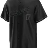 Men's Baseball Jersey Embroidery Sports Uniform, Casual Short Sleeves Button Down T-Shirt, All Seasons Fitted Long Sleeve, Embroidered Jersey