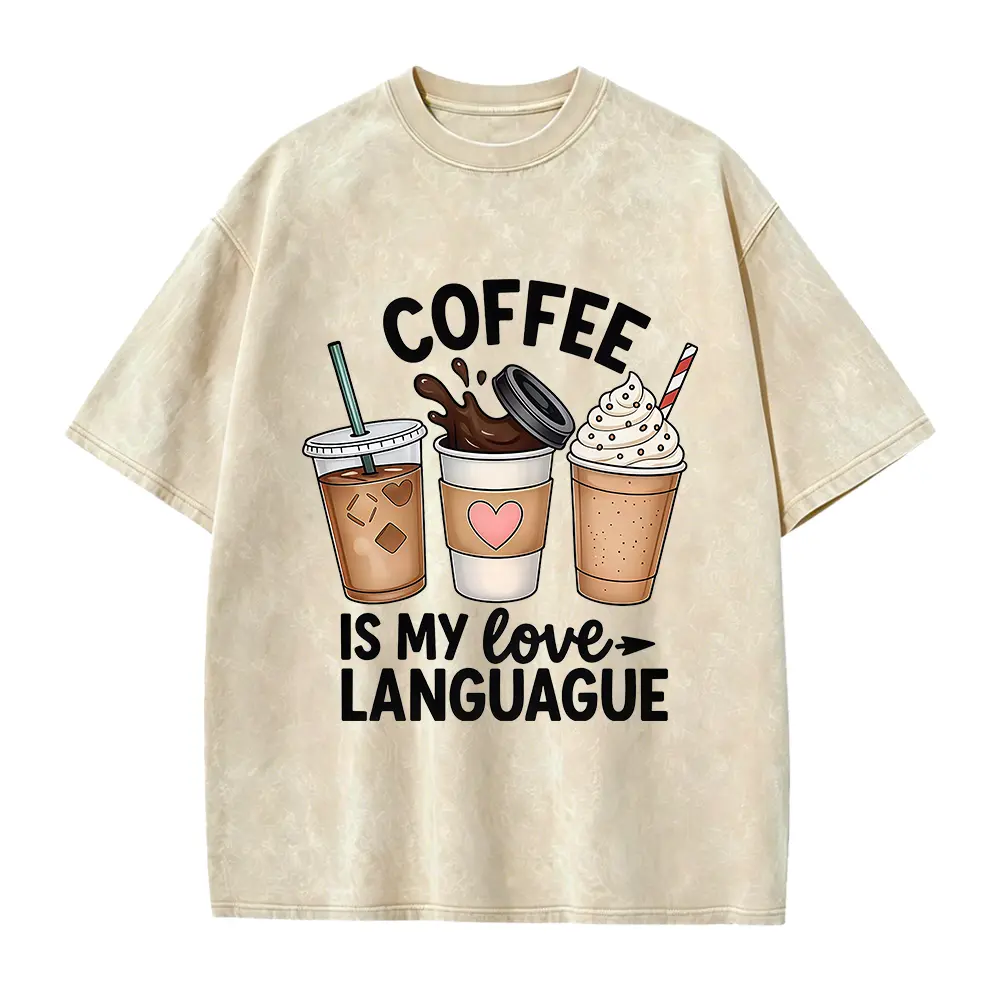 Women'S Short-Sleeve T-Shirt with a Coffee-Themed Fun Print, Featuring a Round Neck, Machine Washable, Skin-Friendly, Soft, And Breathable, Suitable for Spring, Summer