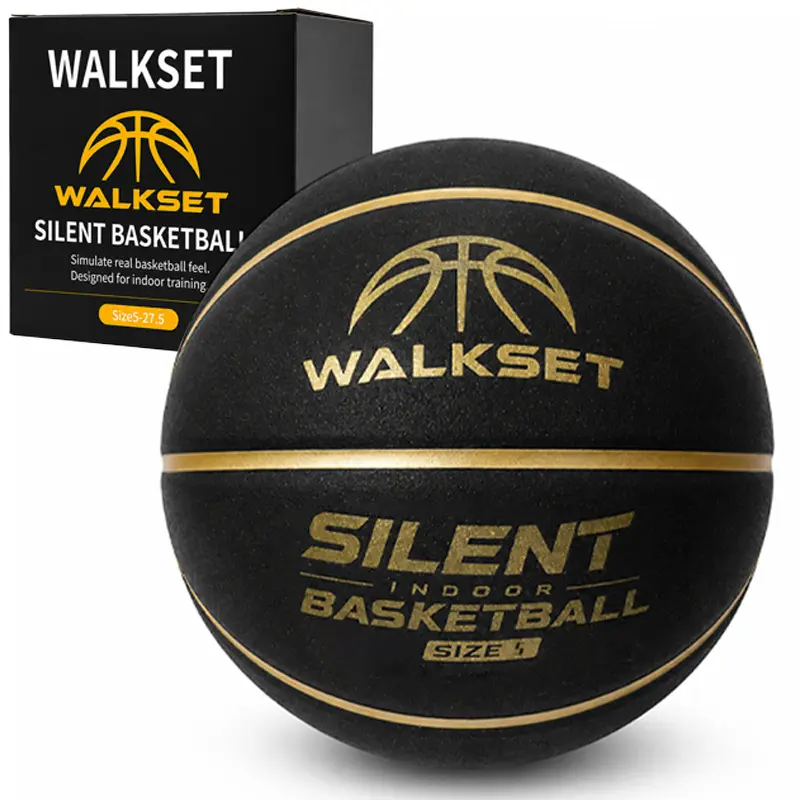 Walkset quiet practice ball, Size 5 - Black with Gold Accents, for Indoor Court Play