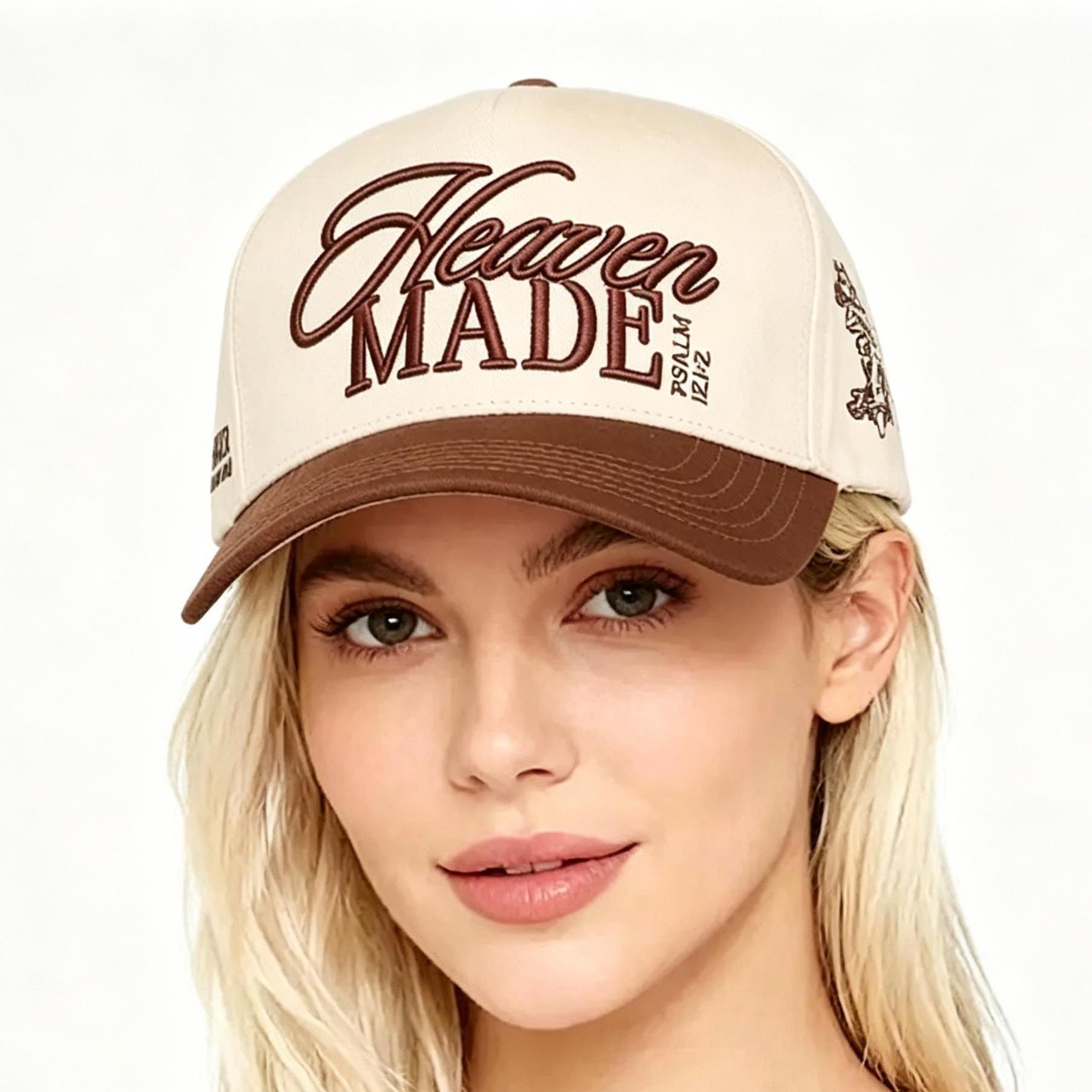 Vintage Faith Trucker Hat - Christian Cross & Psalm 121:2 Adjustable Cotton Snapback Cap for Men & Women - Heaven Made Gift for Daily Wear