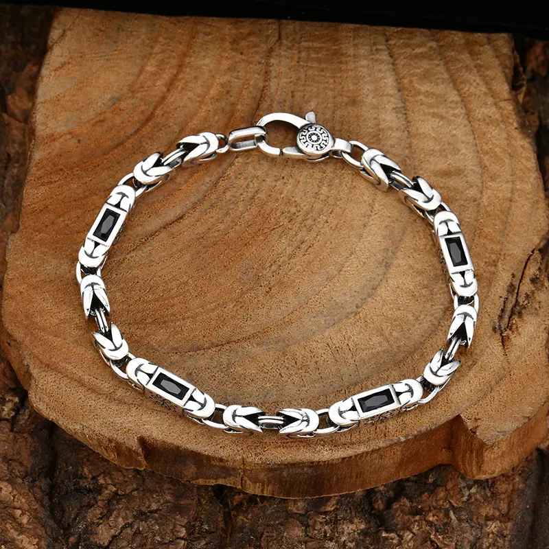 Unisex Chinese Style Trendy Zircon Inlaid Peace Pattern Bracelet, Vintage Personality Accessory