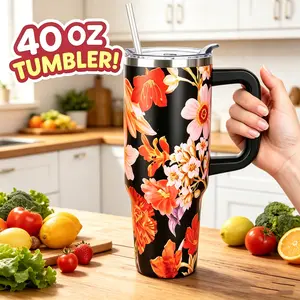 SYACOT Personalized Monogrammed 40oz Jasmine Steel   Iced  Tumbler - Double-Layer   Insulated Stainless Sport Vacuum Flask Drinkware -   New Design  Portable    Gym  Water Bottle   Insulation   Drink   for Mom - Holiday Gift for Women   School  Use 