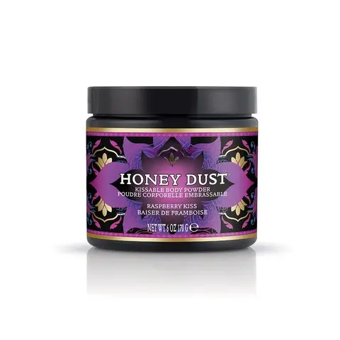 Kama Sutra Honey Dust Talcum Powder - 6 oz Talc-Free Bottle, Fruity Vanilla & Strawberry Scent, Coconut, Glucose, Raspberry Kiss, Kissable, Non-Toxic, Oil Control, Moisture-Wicking, Lightweight for Beautiful Hair & Daily Body Care with Applicator