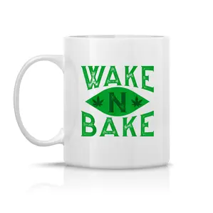 Wake N Bake We-d Funny Cannabis Marijuana Ceramic Coffee Mug, Funny Bread Mug, Stoner Gifts, Gift For Baker Mom, Gift For Baker Dad
