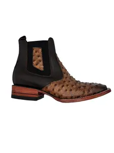 Botin avestrus color miel- 100% piel grabada