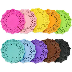 200 Pcs 3 Inch Round Lace Colored Paper Doilies, Assorted 10 Colors Mini Paper Doilies for Tables, Crafts, Wedding Party and Tableware Decoration