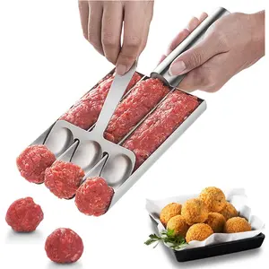 Stainless Steel Three-Hole Meatball Maker Kit, 3-In-1 Meatball Making Tool with Cutting Spoon, DIY Quick Cooking Meatballs, Home Cooking Utensil