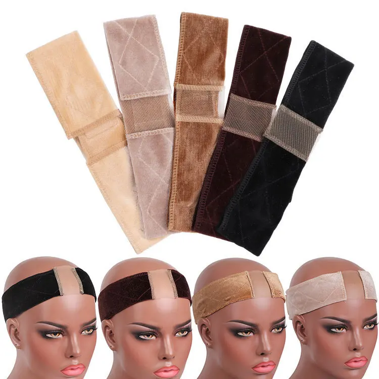Wigyy Velvet Velcro Wig Fixing Strap - Traditional Fashion Hair Accessories, Adjustable Comfortable Headband Attached Tool, Resizable Fit for Hair Extensions & Wig Users, Beautiful Color Option