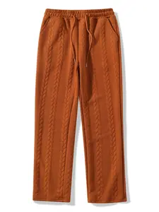 Men's Fall Winter Knitted Jacquard Elastic Waist Fitted Drawstring Pants for Daliy Wear, Old Money Multi-Pocket Design, Casual Outdoor Long Pants, Must-Have Wardrobe Item, Trouser