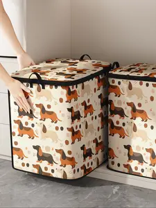 Dog Print Thick Quilt Storage Bag, Cute and Practical Kids Bedding Organizer, Durable Material, Easy Carry Handle, Home Use, Blanket and Toy Storage, Organizational Zipper Storage