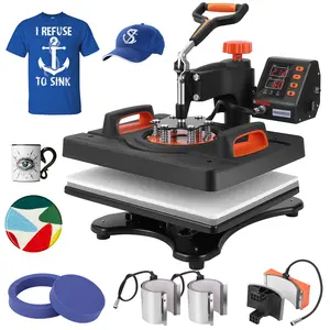 6 in 1 Combo Heat Press 12x15 Inch, Swing Away Sublimation Machine with Dual Heating Tubes and 360 Degree Rotation, for DIY T Shirts, Mugs, Caps, Plates, Arts and Crafts