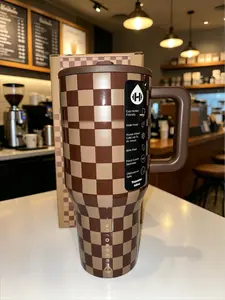 Hydrojug 40oz Traveler Checkered Drinkware Flask with Secure Lid and Handle Portable Water Bottlefor On-the-Go Use Stylish Tumbler Mug BottledWashable outdoorfun