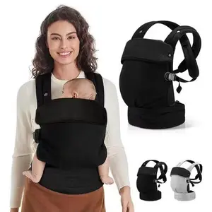 Baby Carrier with Natural Cotton Linen 3 Way Support Ergonomic Design for 7-44lbs Infants and Toddlers Lightweight Comfortable Hands-Free for Moms&Dads