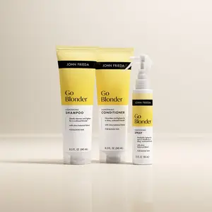 John Frieda Haircare Go Blonder Bundle, Shampoo, Conditioner, & Lightening Spray for Blondes, Brighter & Lighter Up to 2 Shades