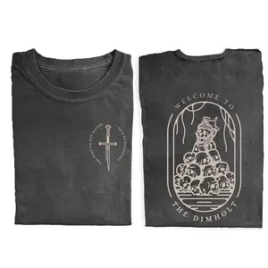 JRR Tolkien Vintage Welcome to The Dimholt Double Sided Graphic Tee - Dimholt Skulls Shirt - Black with Aragorn Design - Movie Shirt for Men