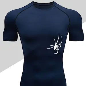 Men's Dragon Print Compression T-Shirt, Workout Rash Guard, Quick-Dry Breathable Stretch Fabric, Tight-Fitting Short Sleeve Top for Fitness and Outdoor Activities