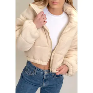 CREAM KNIT PUFFER JACKET