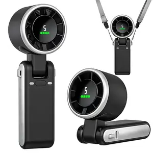 Portable Handheld Mini Fan, Foldable Powerful Winds Turbo Fans, 10000mAh Battery & 50000RPM Speed, USB Rechargeable Personal Fan with 5 Speed, Digital Display For Women Men Travel Camping Outdoor