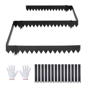 VEVOR Galvanized Steel Landscape Edging, 12-Pack 40 x 6 Inch Metal Edging for Landscaping with 14 Mounting Clips, Heavy Duty Metal Garden Edge Border for Flower Bed, Yard Pathway, Black