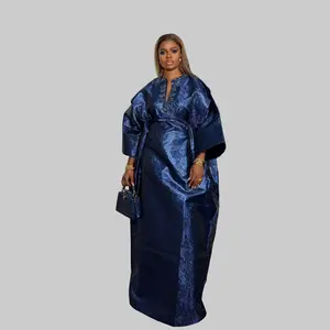 Boubou Dress Luxury African Floral Design for Special Occasions Handmade Casual Bubu with Intricate Hand Embroidery & Beadwork Elegance Party Formal Cotton - Elegant