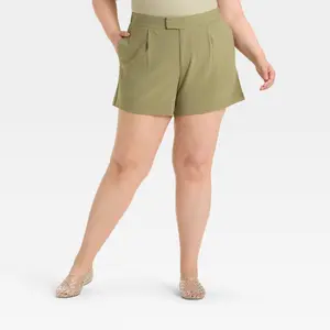 Women's High-Rise Tailored Shorts - A New Day Olive 18