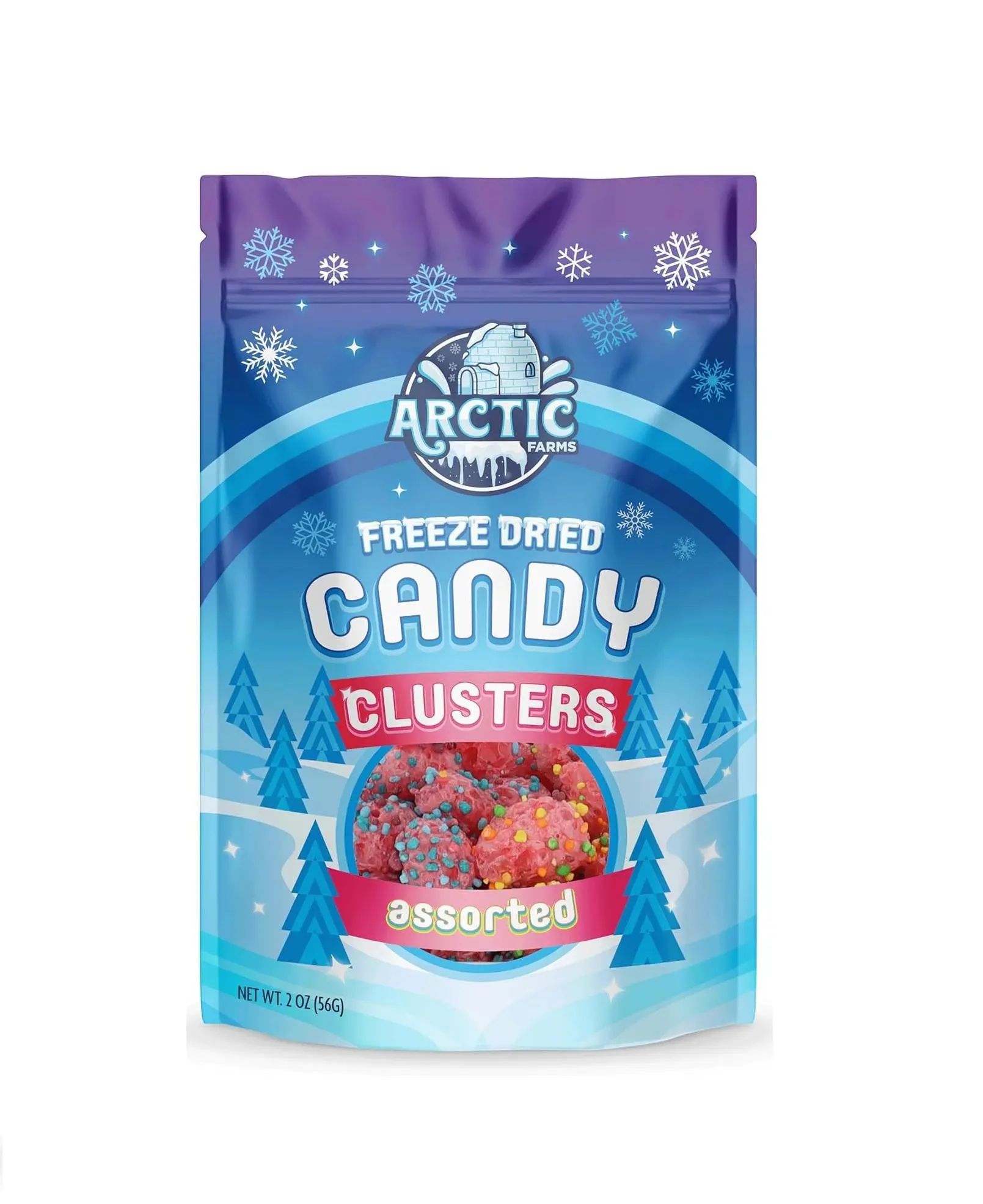 Arctic Farms Freeze Dried Candy Clusters Candies 2oz Bagged and Boxed (Assorted Flavors)