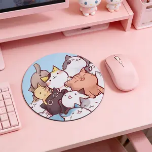 Fashion Cartoon Round Mouse Pad, Anti-Slip Rubber Base, Computer Gaming Mouse Pad, Small Desktop Mat for Girls and Ladies, 7.87 Inches