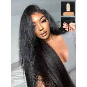 16 Inch Kinky Straight U Part Wig Human Hair for Black Women With Drawstring  Hairline Glueless Yaki Straight U Shape Wig No Glue Beginner Friendly  Color 220% Density