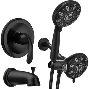 Black Shower Faucet Set with Tub Spout (Valve Included), Black Shower  and Handle Set with Handheld