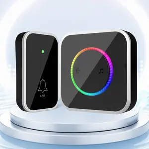 Wireless Doorbell, Easy installation, Waterproof, Adjustable Volume, 45 Chimes, Colorful LED, 1000Ft Range, Black