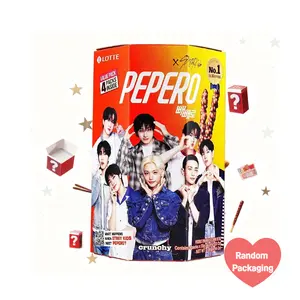 LOTTE Pepero Chocolate Cookie Sticks 4 Packs 140g - Korean Snack, Stray Kids Official Merch, Crunchy Biscuit Treat  [Shipped With Random Outer Packaging]-Randomly Dropped Idol Packaging