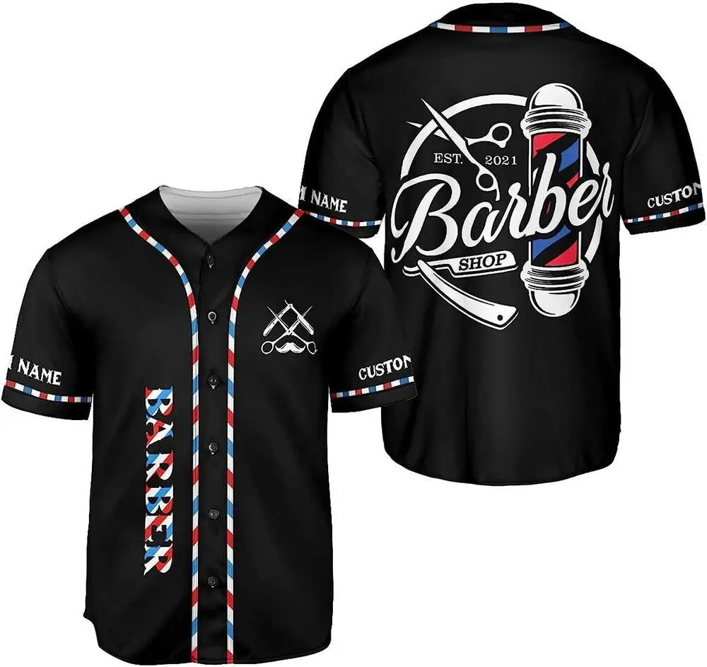 Personalized Baber Shop Baseball Jersey, Hairdresser Baseball Jersey Barber Life