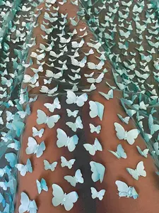 3D Turquoise Butterfly Lace