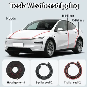 Tesla Custom-Fit Automotive Vehicle Accessories for New Model 3/Y - Special Sealing Strip, B-Pillar Seal, Car Weather Stripping, Sound Insulation Rubber Strip, Dustproof Noise Reduction Solution
