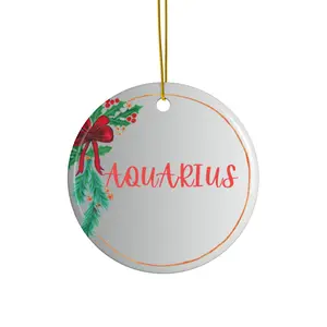 Ceramic Ornament, Aquarius ornament, Zodiac ornament, Aquarius