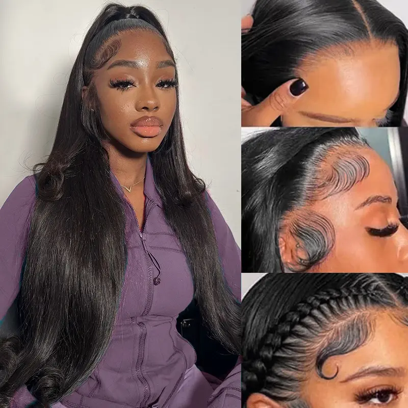 13x6 Straight Lace Front Wigs Human Hair Transparent Lace Front Wigs Pluck Human Hair for Woman 13x6 Lace Frontal Wigs Glueless Wigs Pre Plucked Natural Color