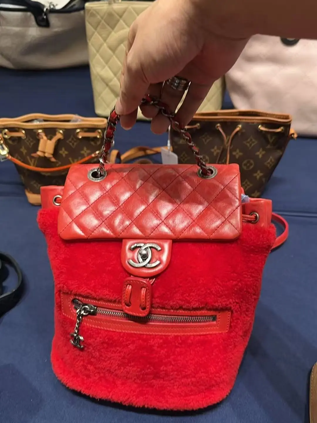 Pre-owned CHANEL FRANCE Backpacks H1 Red Plush CF Backpack SBH06230014