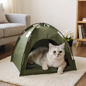 Stylish Summer Cooling Pet Tent Bed - Portable Breathable Canopy for Outdoorsy Pets with Green Color and Ultimate Comfort Design Foldable Mat dog tent