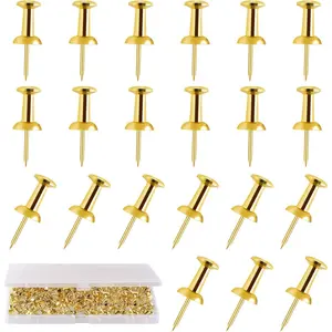 200 Count Gold Push Pins Standard Plastic Head Steel Point Thumb Tacks for Bulletin Board Cork Board Wall Hanging Decorative Office Supplies