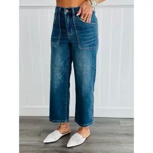 Judy Blue Ready To Work It Wide Leg Crop Jeans (Reg. & Plus)