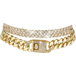 14K Gold Anklets for Women Waterproof Rhinestone Ankle Bracelet Layered Cuban Link Chain Diamond Anklet Beach Jewelry for Women