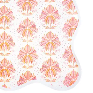 Scalloped Square Table Topper in Lotus Flower